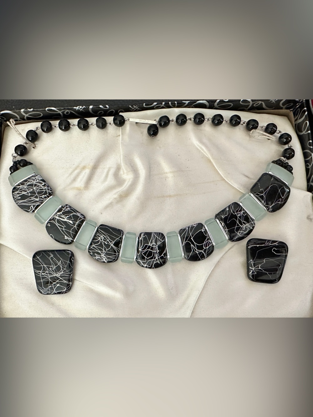 Vintage West Germany Stunning Necklace & Clip Earring Set NOS w/ Original Box